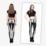 FCCEXIO New Brand 3D Printed Retro Bones Black Skeleton Sexy Women Casual Punk Rock Leggins High Waist Pants Fitness Leggings
