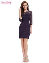 Cocktail Dress HE03792 Ever Pretty New Fashion Party Elegant Three Quarter Sleeve Slim Lace Black Dress 2017