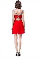 Cocktail Dresses 2017 Backless Prom Dress Beaded Party Dresses Short Mini Robe De Cocktail Gowns See Through Homecoming Dresses