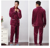 COCKCON New Luxurious Men Pajamas Winter Thickening Men Pyjamas Warm Sleepwear Lounge Pajama Sets 3XL Mens Pajamas 601318