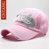 CNTANG Women Baseball Cap 100%Cotton Snapback For Girls Embroidery Crown Hip hop Hat Brand Vintage Fashion Visor Summer Sun Cap