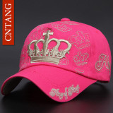 CNTANG Brand Women Embroidery Crown Baseball Cap Fashion Hip Hop Hat Cotton Snapback For Women Summer Casual Caps High Quality