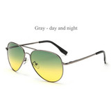 CNHUAIN Men's Sunglasses Brand Designer Day And Night Driving Sun Glasses For Men Women Polarized Coating Metal Vision Goggles