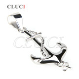 CLUCI women jewelry Anchor Shape 925 sterling silver necklace pearl pendant accessories, can stick pearl on CLUCI women jewelry Anchor Shape 925 sterling silver necklace pearl pendant accessories, can stick pearl on