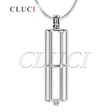 CLUCI Wish pearl Cylinder 925 sterling silver cage Tube pendant 3pcs necklace