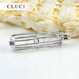 CLUCI Wish pearl Cylinder 925 sterling silver cage Tube pendant 3pcs  necklace