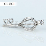 CLUCI Romantic key heart 925 sterling silver wish pearl  cage pendant 3pcs necklace