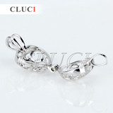 CLUCI romantic 925 sterling silver Five Rings heart shape cage pendant wish pearl pendant 3pcs necklace