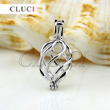 CLUCI Fashion twisted 925 sterling silver wish pearl cage pendant 3pcs necklace