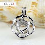 CLUCI Elegant flower pearl pendant 925 sterling silver cage pendant 3pcs necklace CLUCI Elegant flower pearl pendant 925 sterling silver cage pendant 3pcs necklace