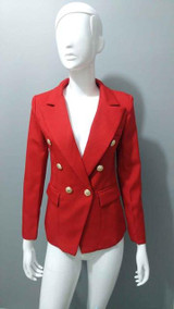 CLUBrand Fashion Slim Red Blazer Women Double Breasted Gold Color Buttons Blazer Brief Suit Jacket Women Blazers and Jackets
