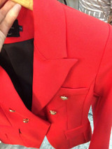 CLUBrand Fashion Slim Red Blazer Women Double Breasted Gold Color Buttons Blazer Brief Suit Jacket Women Blazers and Jackets