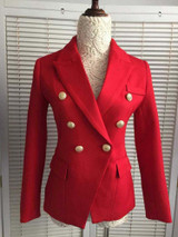 CLUBrand Fashion Slim Red Blazer Women Double Breasted Gold Color Buttons Blazer Brief Suit Jacket Women Blazers and Jackets