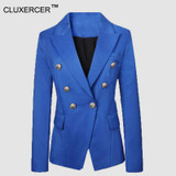 CLUBrand Fashion Slim Red Blazer Women Double Breasted Gold Color Buttons Blazer Brief Suit Jacket Women Blazers and Jackets