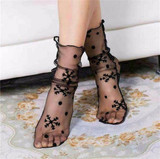 CLOVEZ 2017 Sexy Shiny Glitter Socks For Woman Breathable Elastic Manual Hosiery Embroidered Socks Fishnet Mesh Ankel Socks