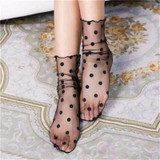 CLOVEZ 2017 Sexy Shiny Glitter Socks For Woman Breathable Elastic Manual Hosiery Embroidered Socks Fishnet Mesh Ankel Socks