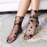 CLOVEZ 2017 Sexy Shiny Glitter Socks For Woman Breathable Elastic Manual Hosiery Embroidered Socks Fishnet Mesh Ankel Socks