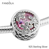 Beads Fits Pandora Bracelets 925 Sterling Silver Jewelry Dazzling Daisy Meadow, Pink Original Fashion Charms CKK
