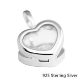 Beads Fits Pandora Bracelets 925 Sterling Silver Jewelry Floating Heart Locket, Sapphire Crystal Glass Original Charms CKK