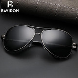 BAVIRON Wrap Aviator Sunglasses Retro Classic Designer Men Sunglasses Aluminum Polarized Sun Glasses Driving UV400 Oculos 1588
