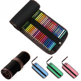 Hot SALE New Package Curtain 48 Holes Pens Bag School Painting Stationery Roll Canvas Pencil Case Home Storage Tools