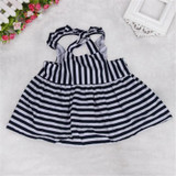 Hot Sale New 2017 Summer Baby Girsl Navy Dress 1Set Baby Girls Clothes Summer Sunsuit Infant Outfit Stripe Backless Dress Brief