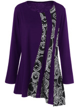 Gamiss Plus Size 5XL Printed Asymmetric Tunic T-Shirt Women Autumn 2017 Long Sleeve Asymmetrical Tops Tees Black T Shirt