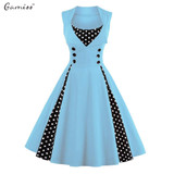 Gamiss Midi Polka Dot Vintage Dress Spring Women Vintage Retro Dress S-4XL Plus Size 1950s 60s Dresses Feminino Vestido De Festa