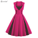 Gamiss Midi Polka Dot Vintage Dress Spring Women Vintage Retro Dress S-4XL Plus Size 1950s 60s Dresses Feminino Vestido De Festa