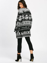 Gamiss Halloween Skull Knitting Tunic Cardigans Autumn Winter Women Long Sweaters Open Stitch Knitted Outwear Female Cardigan