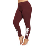 Gamiss Fashion Women Plus Size 5XL Appliqued Skinny Jersey Leggings Casual Floral Print Mid Waist Large Size Trouser Pencil Pant