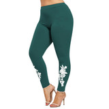 Gamiss Fashion Women Plus Size 5XL Appliqued Skinny Jersey Leggings Casual Floral Print Mid Waist Large Size Trouser Pencil Pant