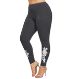 Gamiss Fashion Women Plus Size 5XL Appliqued Skinny Jersey Leggings Casual Floral Print Mid Waist Large Size Trouser Pencil Pant