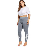 Gamiss Fashion Women Plus Size 5XL Appliqued Skinny Jersey Leggings Casual Floral Print Mid Waist Large Size Trouser Pencil Pant