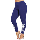 Gamiss Fashion Women Plus Size 5XL Appliqued Skinny Jersey Leggings Casual Floral Print Mid Waist Large Size Trouser Pencil Pant