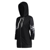 Gamiss Autumn Womens Skull Wings Print Halloween Zip Up Hoodie Long Sleeve Spring Sweatshirts Coat Cool Hoodies Sudaderas Mujer