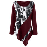 Gamiss 2018 Spring Plus Size Monochrome Asymmetric Tunic T-Shirt Women Casual Big Size Long Sleeve Tee Oversized T Shirt 5XL