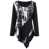 Gamiss 2018 Spring Plus Size Monochrome Asymmetric Tunic T-Shirt Women Casual Big Size Long Sleeve Tee Oversized T Shirt 5XL