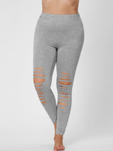 Gamiss 2017 Women Plus Size Leggings Hollow Out Ripped Fitted Spandex Casual Fitness Leggings Pants Black Workout Leggings