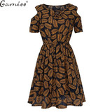 gamiss 2017 5XL Summer plus size dress print dress series women cotton plus size strapless high waist short sleeve ladies dress