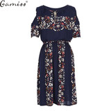 gamiss 2017 5XL Summer plus size dress print dress series women cotton plus size strapless high waist short sleeve ladies dress