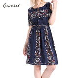 gamiss 2017 5XL Summer plus size dress print dress series women cotton plus size strapless high waist short sleeve ladies dress