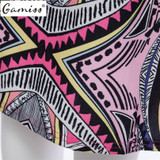 Gamiss 2016 Summer Style Women New Fashion Vintage Geometric Print Mini Boho Dress Sexy Casual Party Beach Dresses Plus Size