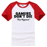 GAMERS DON'T DIE THEY RESPAWN! letter printed mens t shirt funny T shirt men brand clothing 2017 summer new style 100% cotton