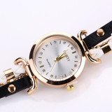 GAIETY Women Fashion Watch Quartz Female Clock PU Leather Crystal Retro Rivet Luxury Gold Ladies Women's Bracelet Watches