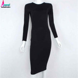 Gagaopt Autumn Women Dresses 95% Cotton Knee-Length Skinny Office Dress Short Sleeve Bandage Robes Bodycon Vestidos Pencil Dress
