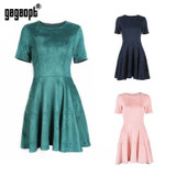Gagaopt 2017 Spring & Summer Dress Velvet Office Dress 3 Solid Colors Causal Boho Dress Sexy Party Dresses Vestidos Robes