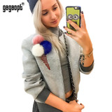Gagaopt 2017 New Women Jacket Coat Print Ice Cream Longsleeve Autumn Women Basic Jackets Sexy Bomber Jacket Chaquetas Mujer
