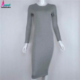 Gagaopt 2017 Cotton Autumn Dress Black Longsleeve Pencil Office Dress Women Bodycon Dresses Winter Party Dresses Vestido Robe