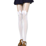 G20 Fashion Sexy Women Black White Stockings Thin Tights Bow Pantyhose Tattoo Mock Bow Suspender Sheer Stocking